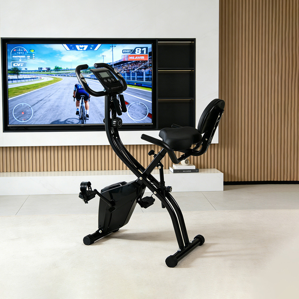 Bicicleta Ergométrica Dobrável Vertical Fitness para Casa Ajustável Compacta