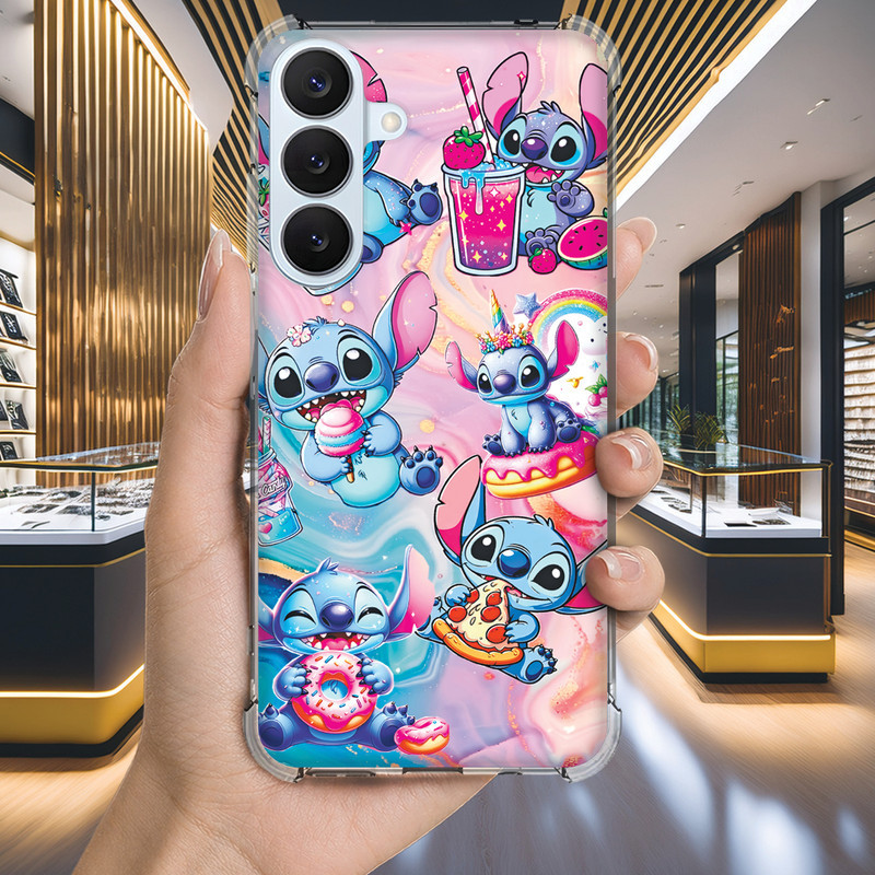 Capa Capinha GALAXY A32 A31 A30 A25 A04E A04 A03 CORE A02 Anti-impacto Personalizada geek STITCH azul (3443)