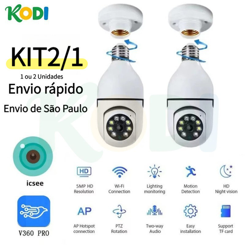 Câmera Segurança 360° Externa à Prova d'água Wi-Fi 2.4G Unidades ICSEE YOOSEE - G4