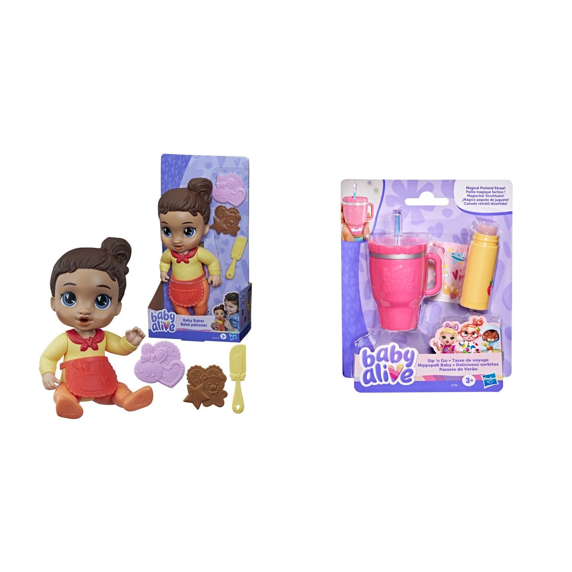 Kit Baby Alive Confeiteira Morena G2984 + Acessórios G1734 - Hasbro