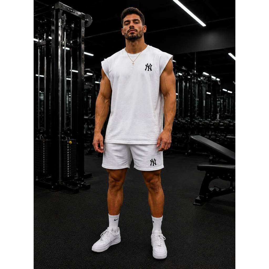 Kit Conjunto Masculino NY Premium Camiseta Oversized + Bermuda Tactel Streetwear Verão Casual