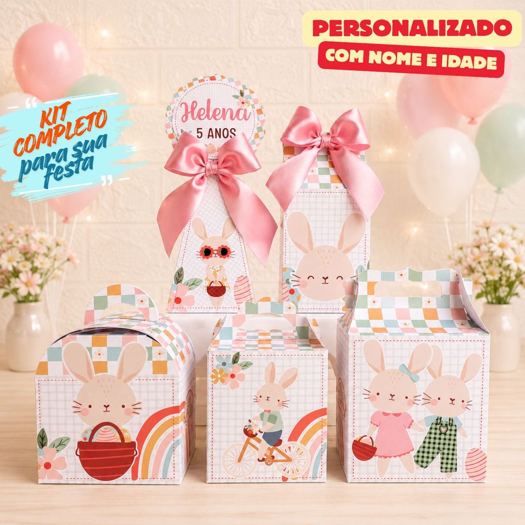 Kit Caixas PASCOA CUTE/Caixinhas Personalizadas + Brinde/Lembrancinhas Festa Infantil/Aniversario