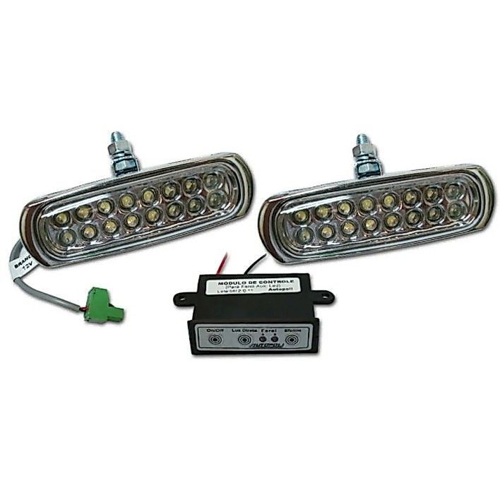 Milha Strobo Safetycar Slim16 Leds Branco Corpo Cromado 12/24V