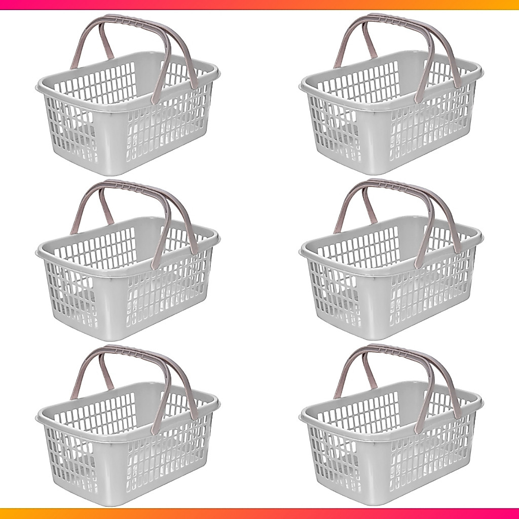 Kit 06 Cesta Cestinha Plastica Supermercado c/ Alca 09L