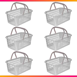 Kit 06 Cesta Cestinha Plastica Supermercado c/ Alca 09L