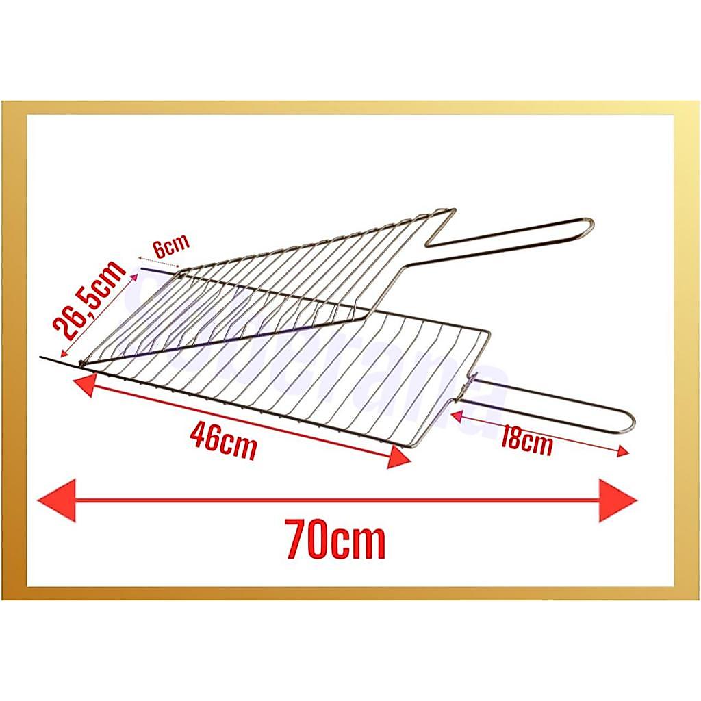Grelha Dupla Abaulada  Churrasqueira Churrasco Peixes Frango Linguiça carnes 70cm x 26,5cm x 20 mm