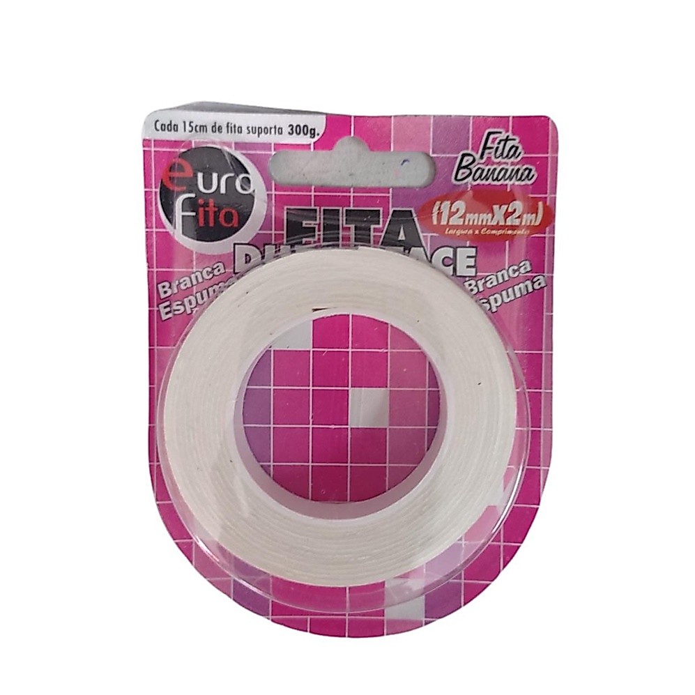 FITA DUPLA FACE 12mm X 2m EURO FITA
