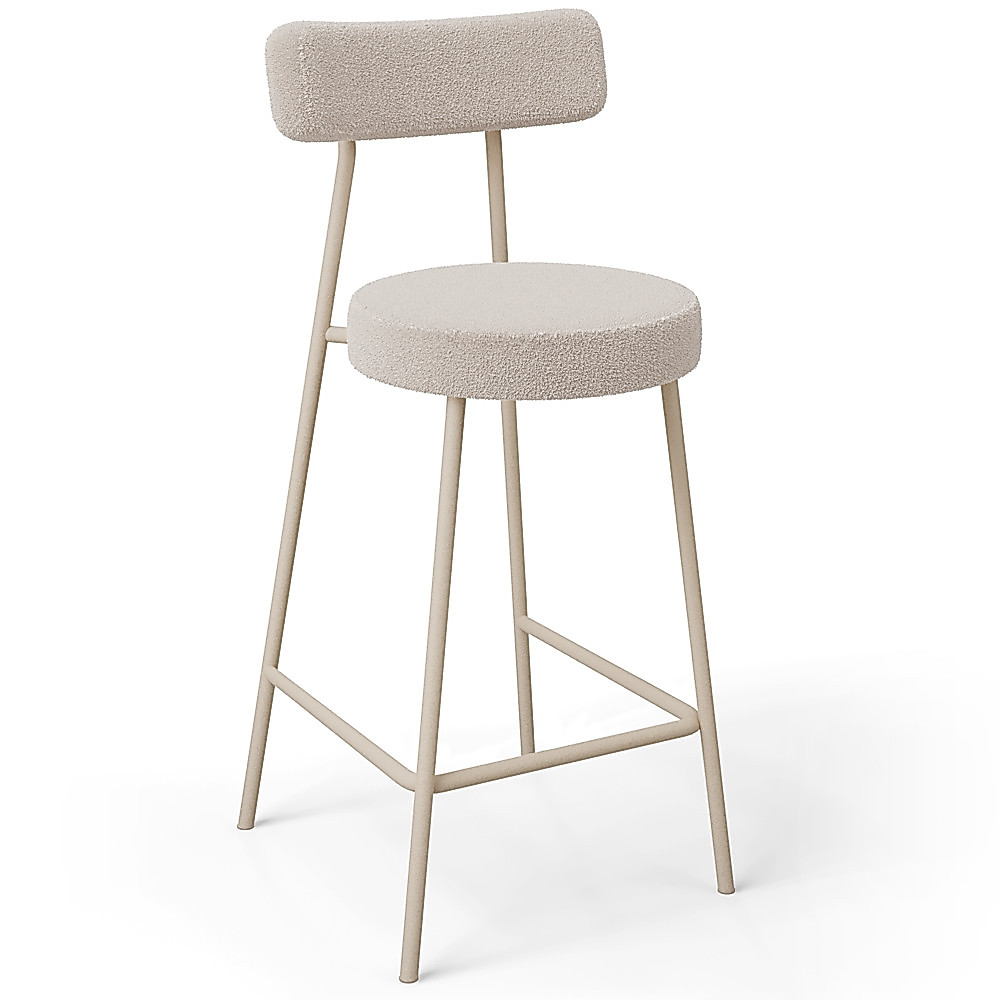 Banqueta Baixa Cozinha Sala Jantar Bancada Milão Arena L02 Bouclê Creme - Lyam Decor