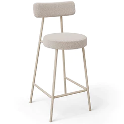 Banqueta Baixa Cozinha Sala Jantar Bancada Milão Arena L02 Bouclê Creme - Lyam Decor