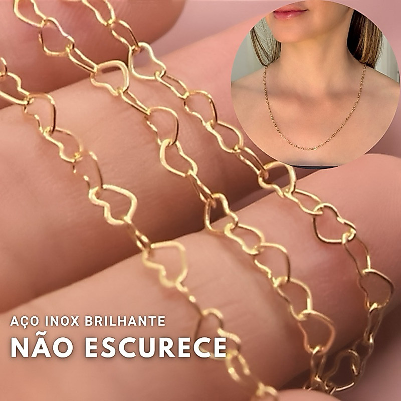 Colar de coração Aço Inoxidável não escurece e não da alergia Coração Colar Coração Feminino hipoalergênico
