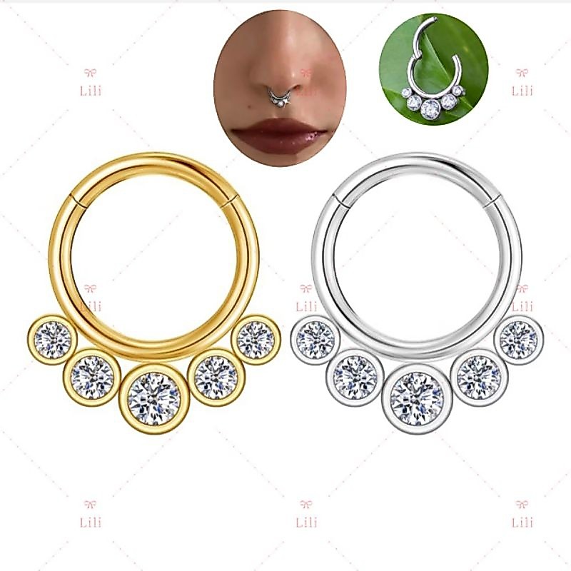1 Piercing Argola Aço cirúrgico Delicado Zircônia Segmento Articulado | Septo, Rook, Daith, Conch
