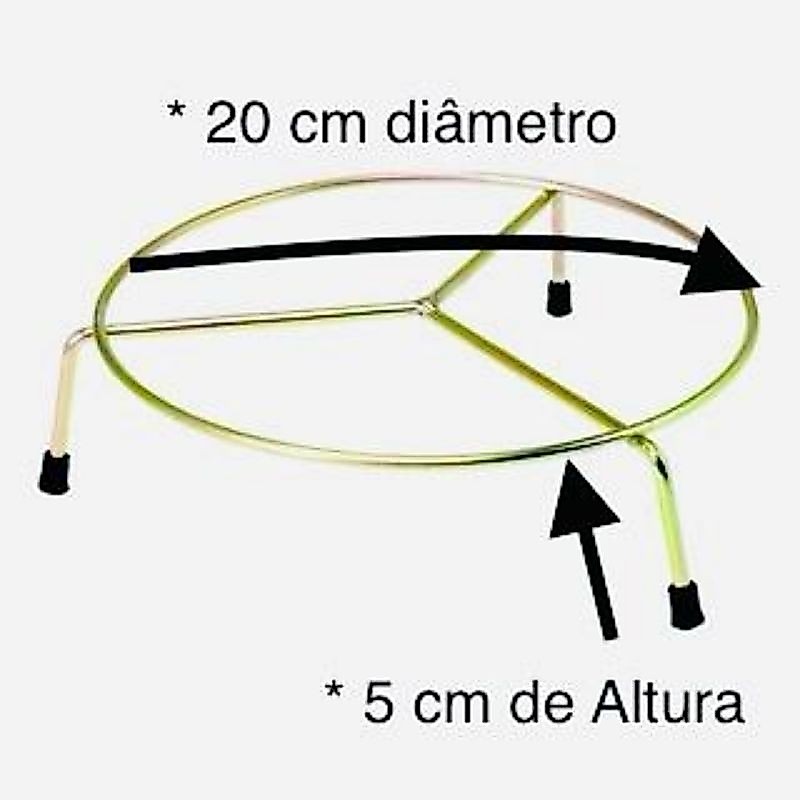 Suporte de Chão  Ferro Redondo Dourado 20 cm  para Vasos