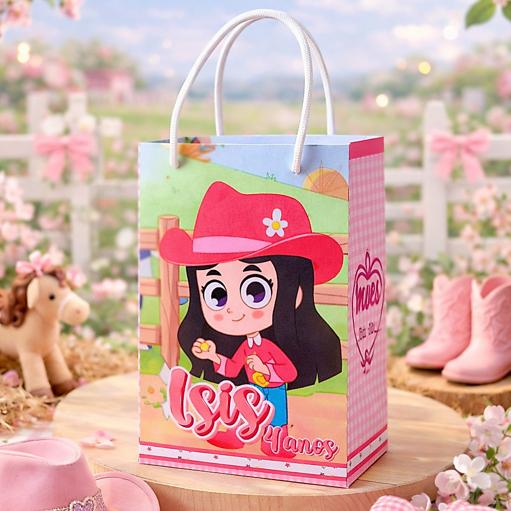 Sacolinha Pequena Personalizada Turma da Boiadeirinha /Boiadeira | Lembrancinha de Festa / Aniversário | Envio Rápido
