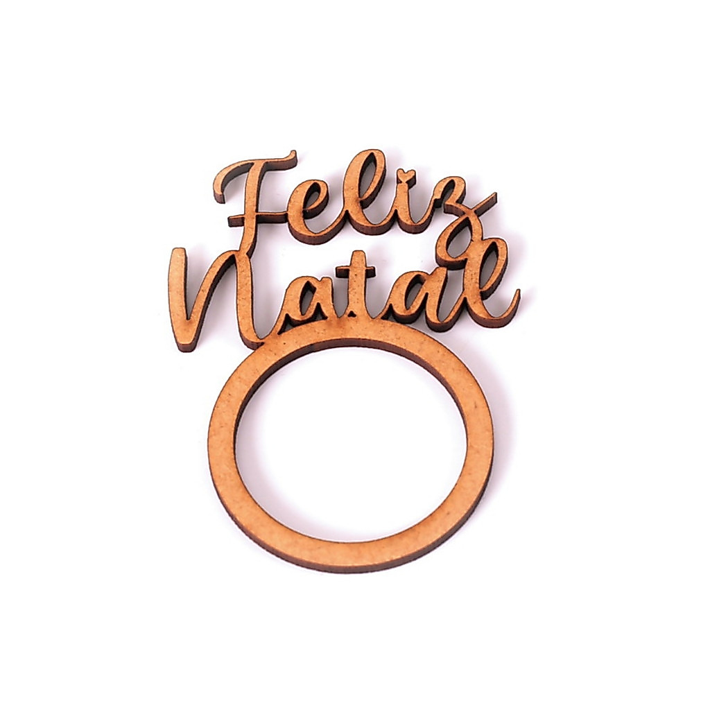 Kit Anel Porta Guardanapo em MDF 3mm Cru Mesa Posta Festa Decoração Natal Presente Ano Novo Boneco