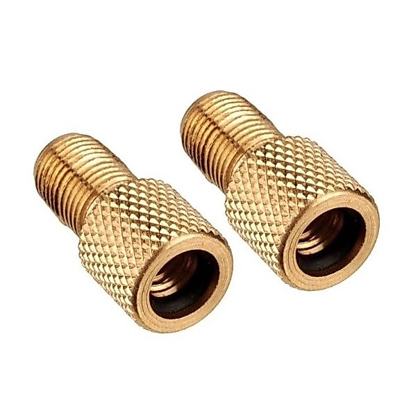 Par Adaptador Válvula Presta Bico Fino Para Grosso Dourado