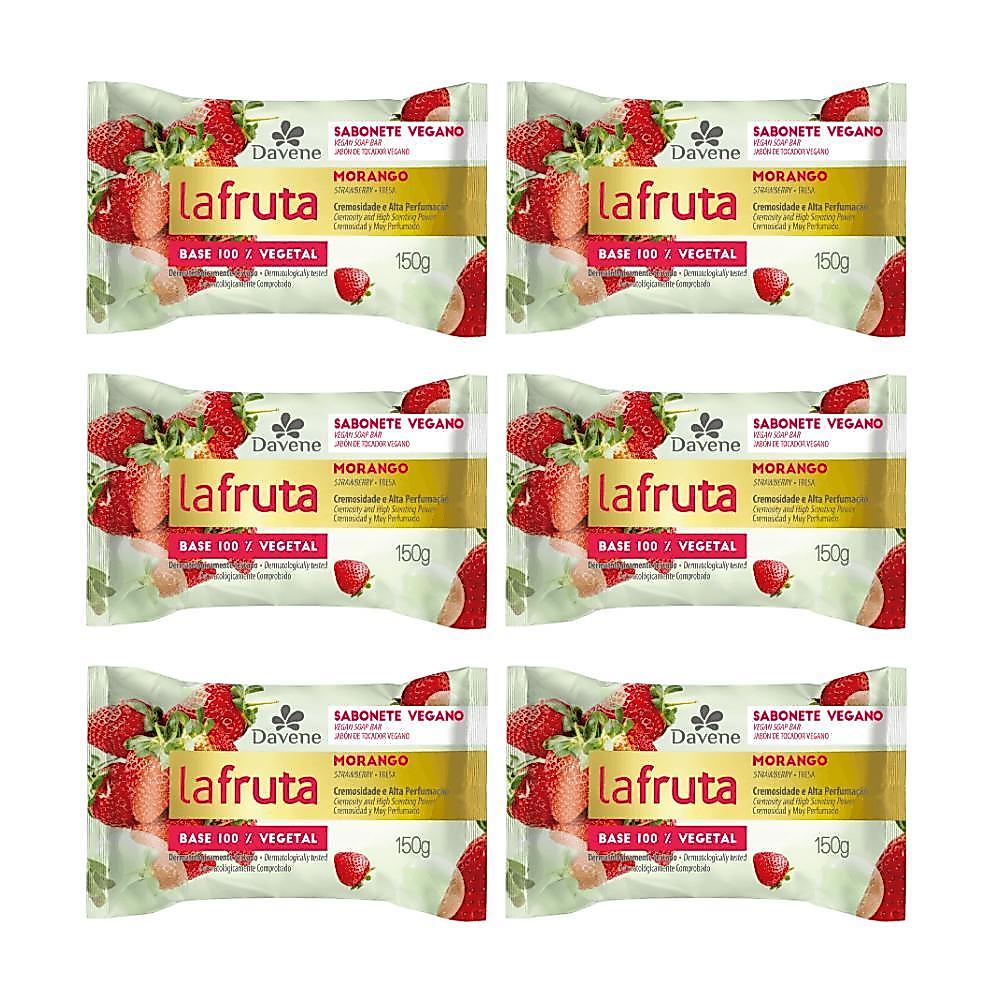 Combo 6 Sabonete em Barra Vegetal La Fruta Morango 150g