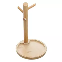 Bandeja Redonda de Bambu com Suporte Multifuncional Lyor Natural Organizador Quarto Penteadeira Banheiro Maquiagem Joias