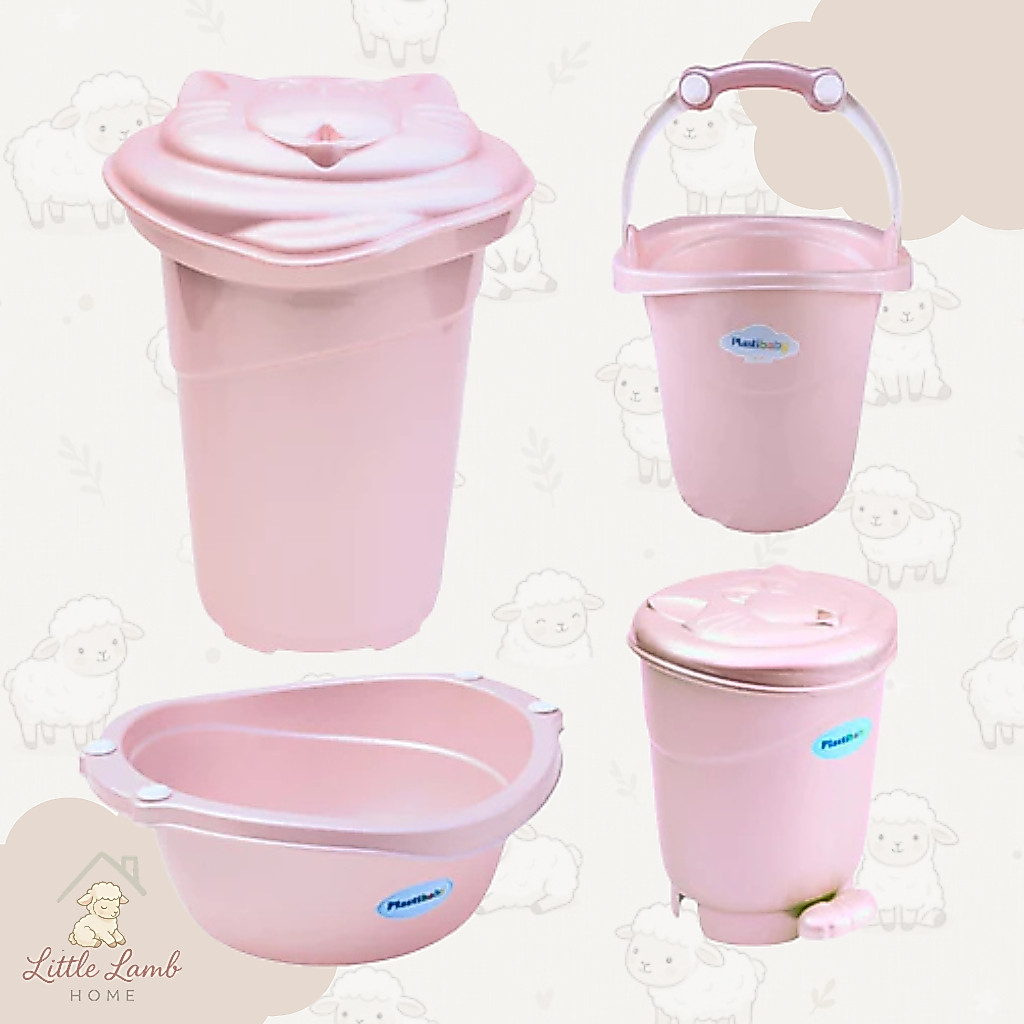 Kit Higiene Bebê 4 Peças Completo Cesto 36L Balde 11L Lixeira 8L Bacia 14L