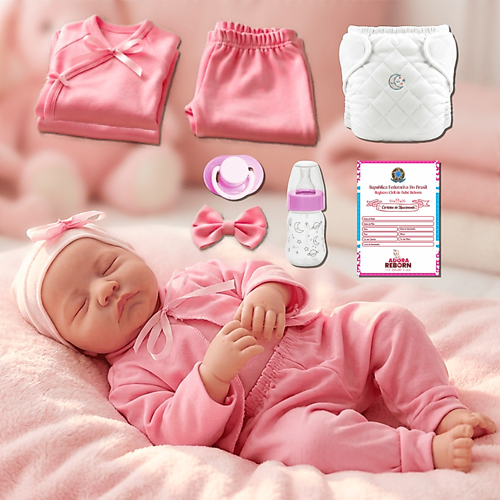Bebê Reborn Boneca Realista Recém-Nascida 100% Siliconada Pode dar Banho