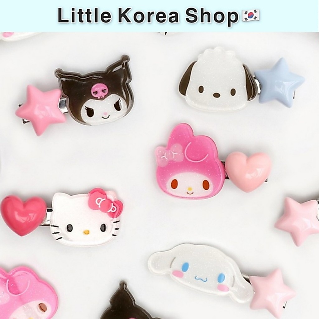 [Sanrio] Grampos De Cabelo Acrílicos Genuínos (2 Peças) , Infantis Pressão Para Meninas , Presentes , Acessórios My Melo