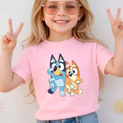Camiseta Infantil Menina Desenho Blue Algodão 100% Premium Blusa Juvenil Confortável