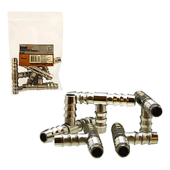 Emenda T Bestfer BFH2715 5/16 Kit 5 Conector Tee Engate Mangueira Ar Comprimido Água Gás Pneumática Aço