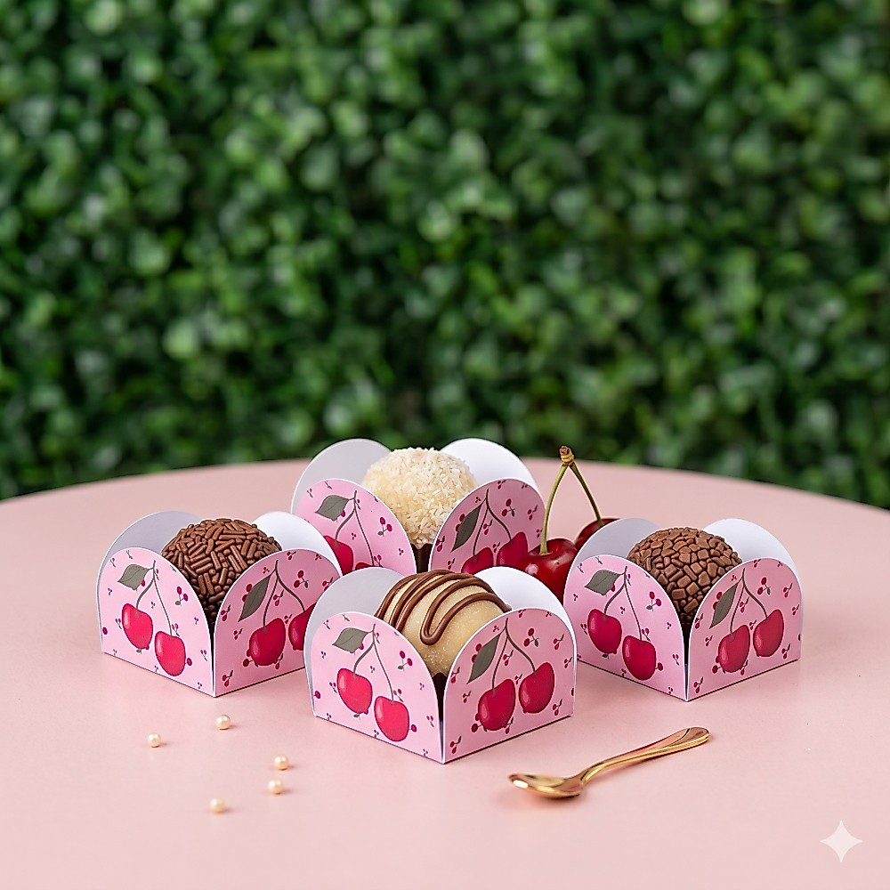 Forminha de Doces Cerejinha Personalizada no Tema /Lembrancinha de Festa /Aniversário / Cereja