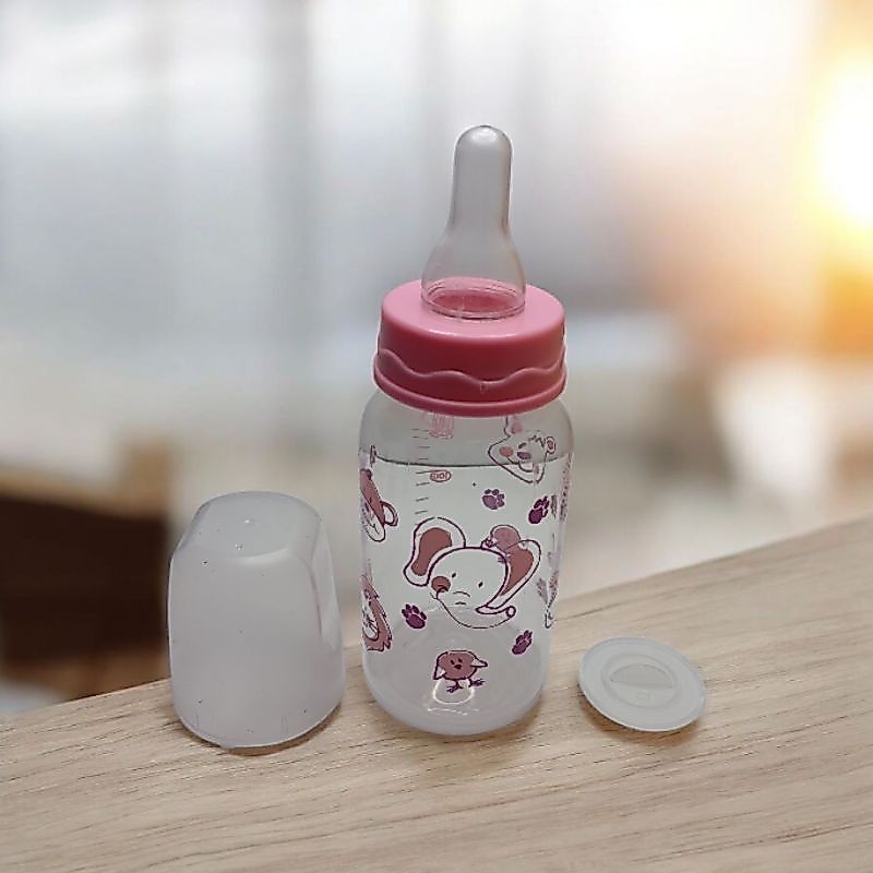 Mamadeira Pepita Reta Cristal 140ml Cor Rosa Resistente