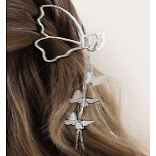 Piranha de Cabelo em Metal Dourada ou Prata Tamanho 8cm