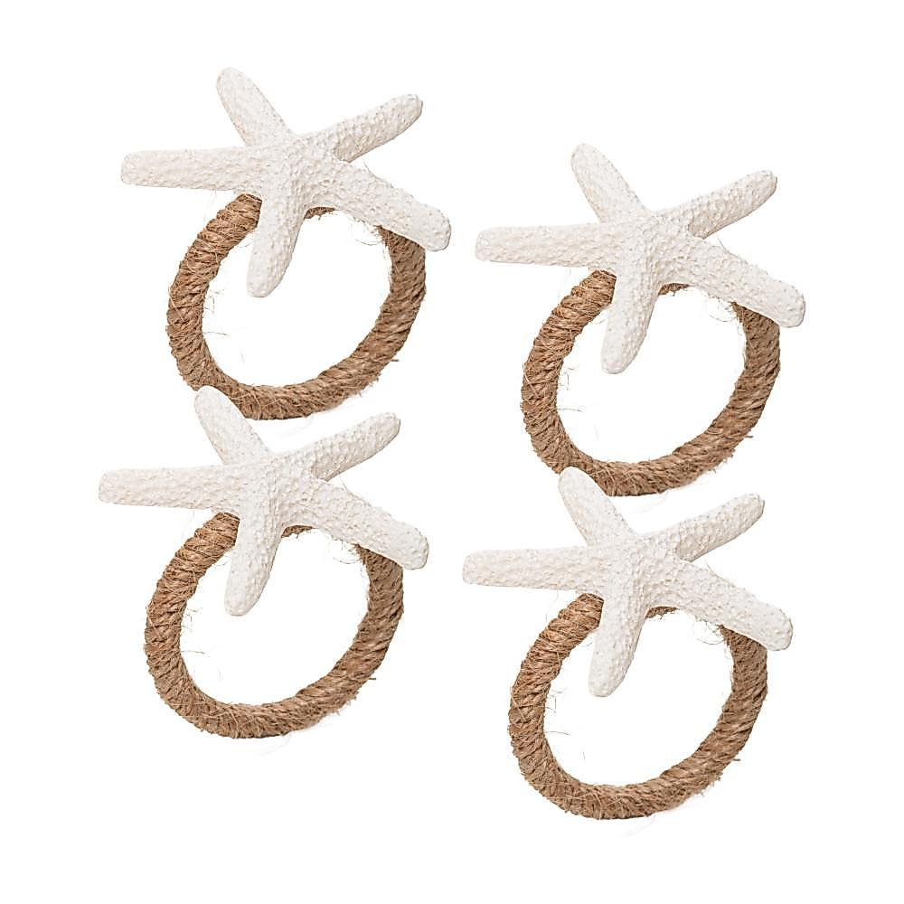 Conjunto 4 Anéis para Guardanapos Maré Branco Plástico
