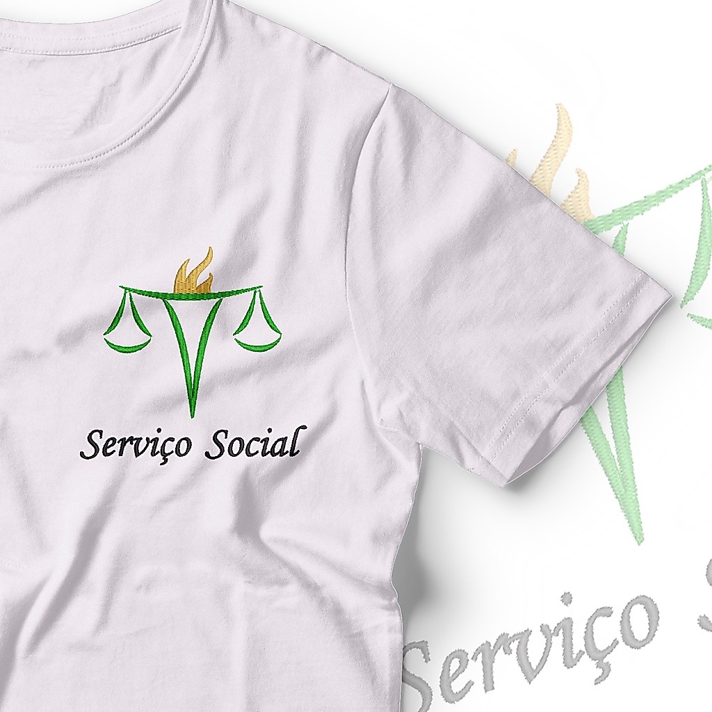 Camisa Serviço Social Bordada Símbolo Assistente Social em Malha PV Antipiling Faculdade