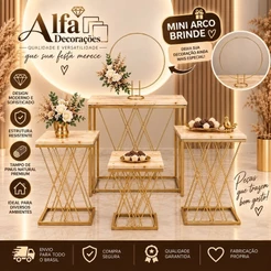 kit De Mesa Treliça Jogo Com 4 Peças Decoração Festa + Brinde Mini Arco