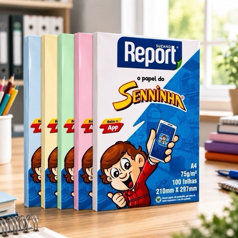Combo Papel Sulfite Colorido Senninha | 5 Pacotes de 100 Folhas | Oferta Volta às aulas.