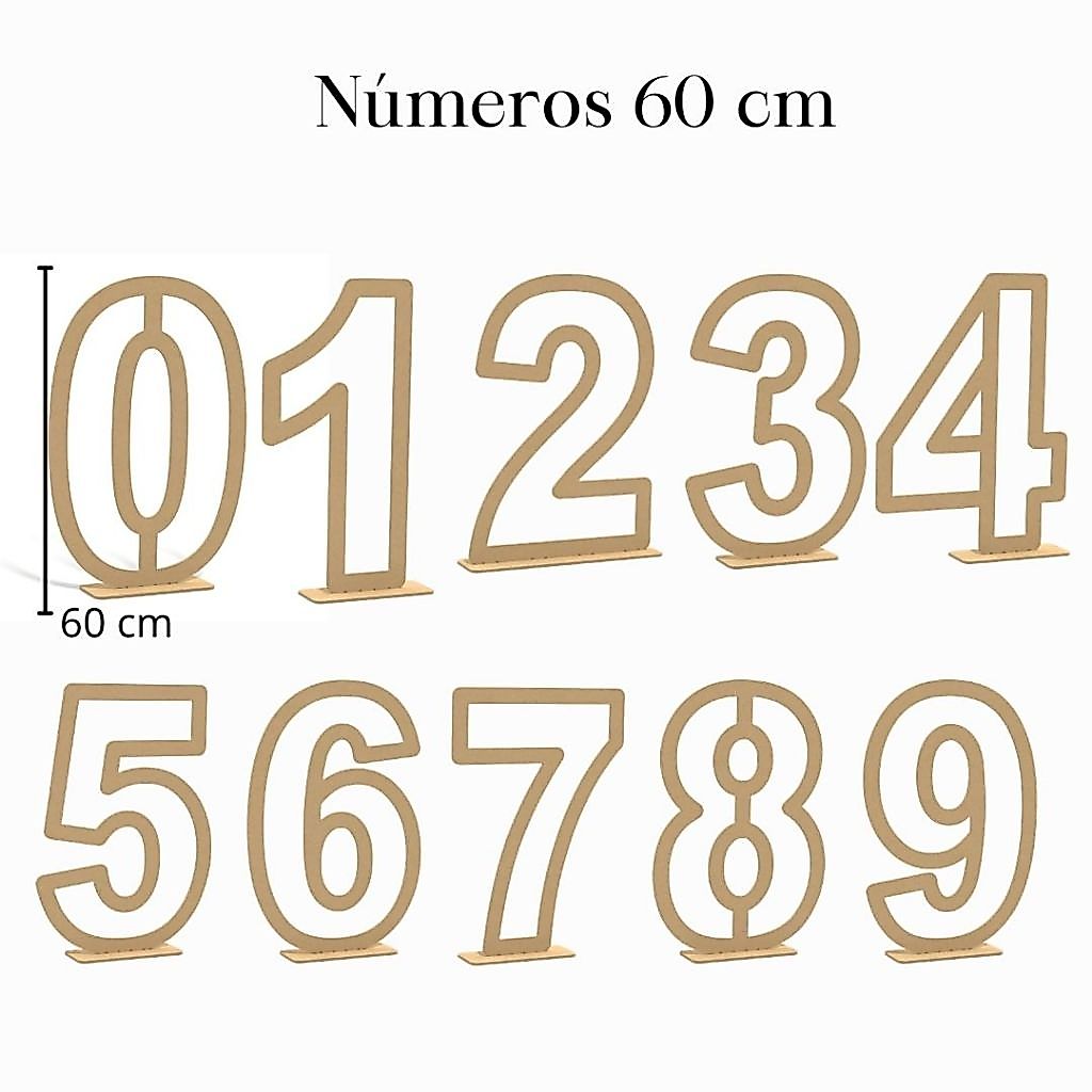 Números 60 cm mdf crú
