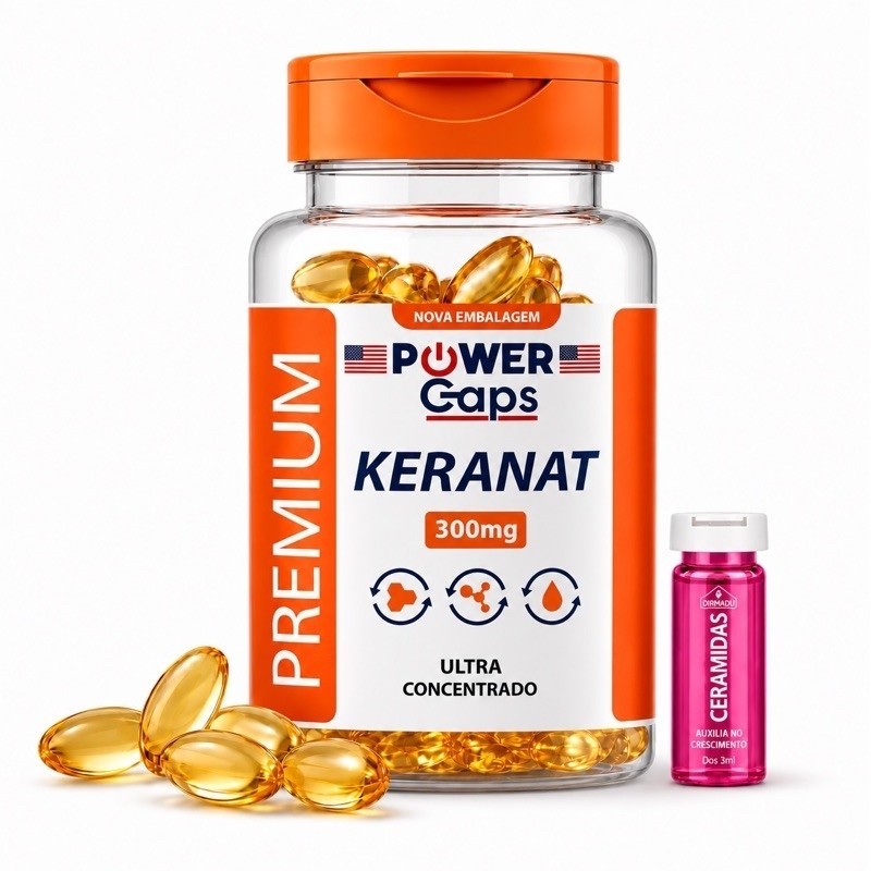 Keranat 300mg 60 cápsulas Crescimento Capilar Edição Limitada com Ampola Brinde