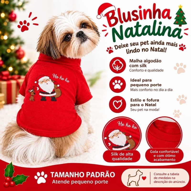 Roupas para Cachorro Blusas Natalinas Pet Cachorro Natal Promoção