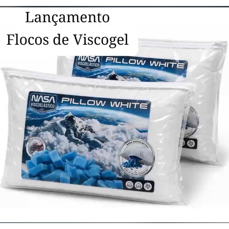 kit c/02 Travesseiro  NASA FLOCADO Antialérgico  Extra Macio,Ortopédico .Tecnologia Blue Gel +2 Fronhas .