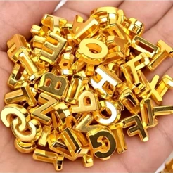 Letra Passante 12mm Prata e Ouro 100 Peças para Personalizar Calcinha e Lingerie