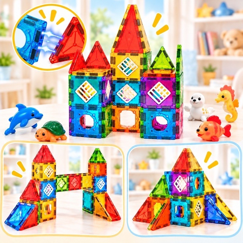 Blocos 3D Magnéticos De Montar Brinquedo Infantil Construção Educativo kit Blocos de Montar