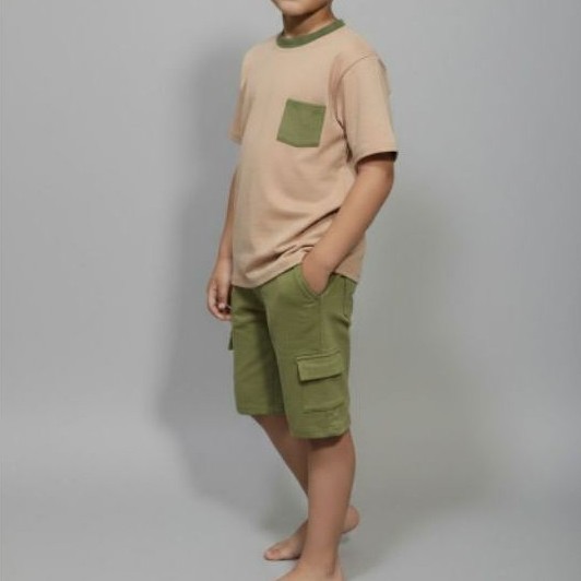 MODA Infantil e juvenil masculino conjunto oversize  02/16 camisa com bolso shorts com bolso tamanhos grandes