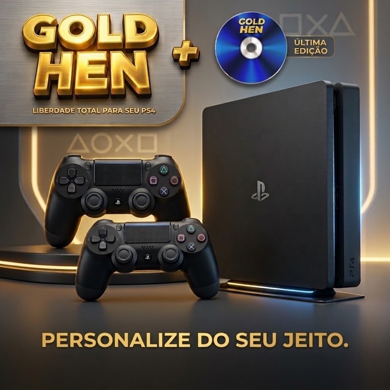 Playstation 4 Slim 1 Tera ou 500GB Seminovo + GOLD HEN Com jogos + 2 Controles