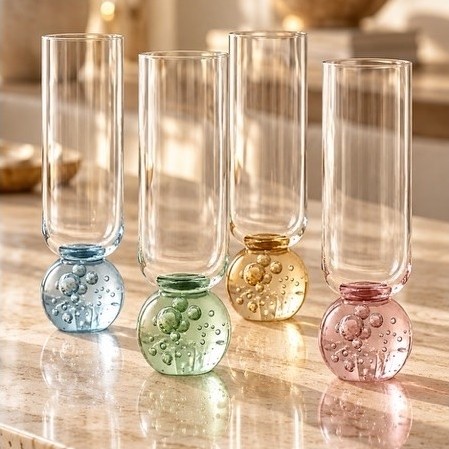 Kit 6 Taças de Champagne Bubble Sphere 300ml – Design Sofisticado em Vidro