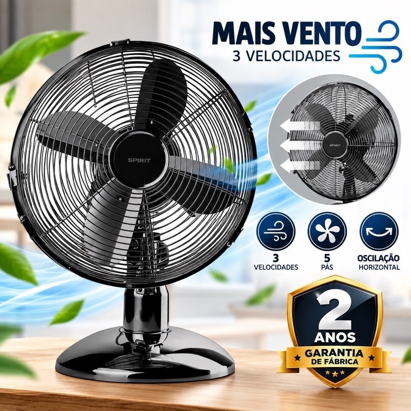 Ventilador Mesa Spirit Retrô 40 Centímetros  Chumbo  127