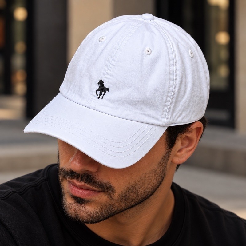 Boné Baseibol Aba Curva com Fecho Strapback Polo Tecido Lavado