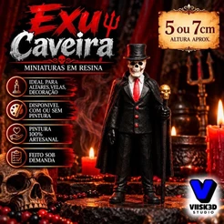 Miniatura Exu Caveira em Resina 5cm e 7cm | Com ou Sem Pintura
