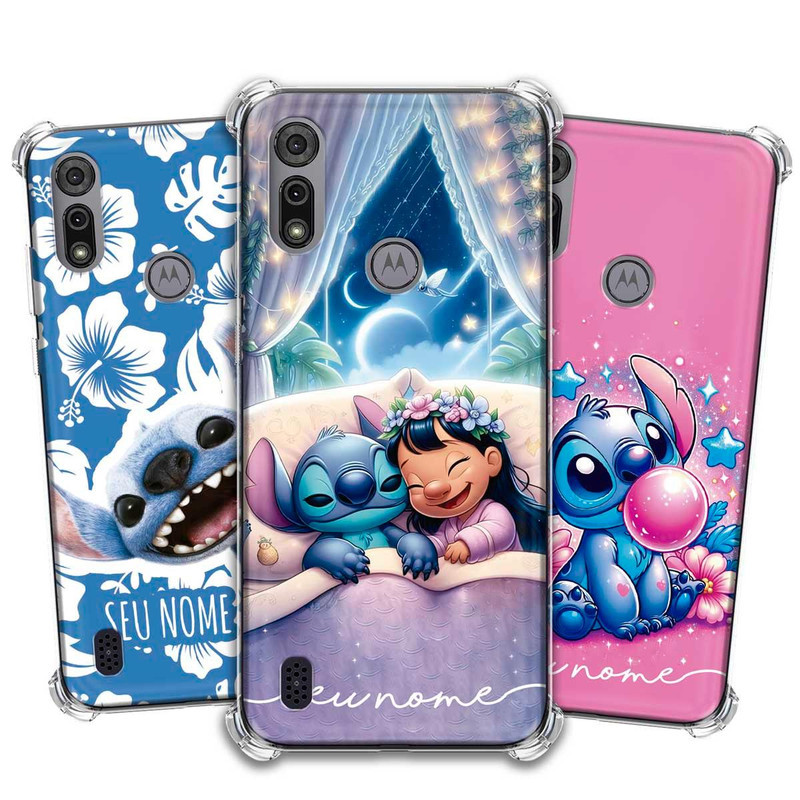 Capa Capinha - Motorola Moto E6i - Lilo e Stitch 2025 personalizada com nome em Oferta na Shopee
