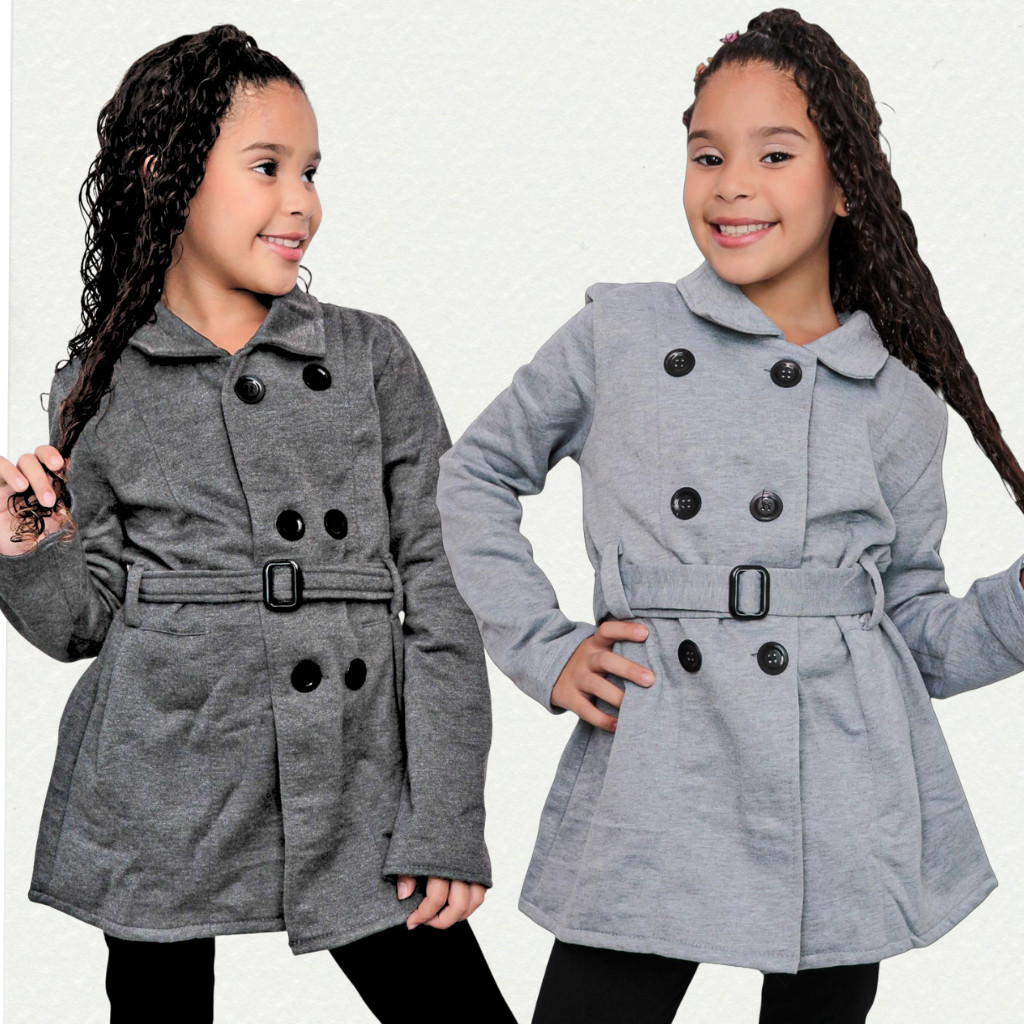 Sobretudo Menina Infantil Juvenil 4 A 14 Anos Casaco Moletom Forrado Flanelado Quentinho