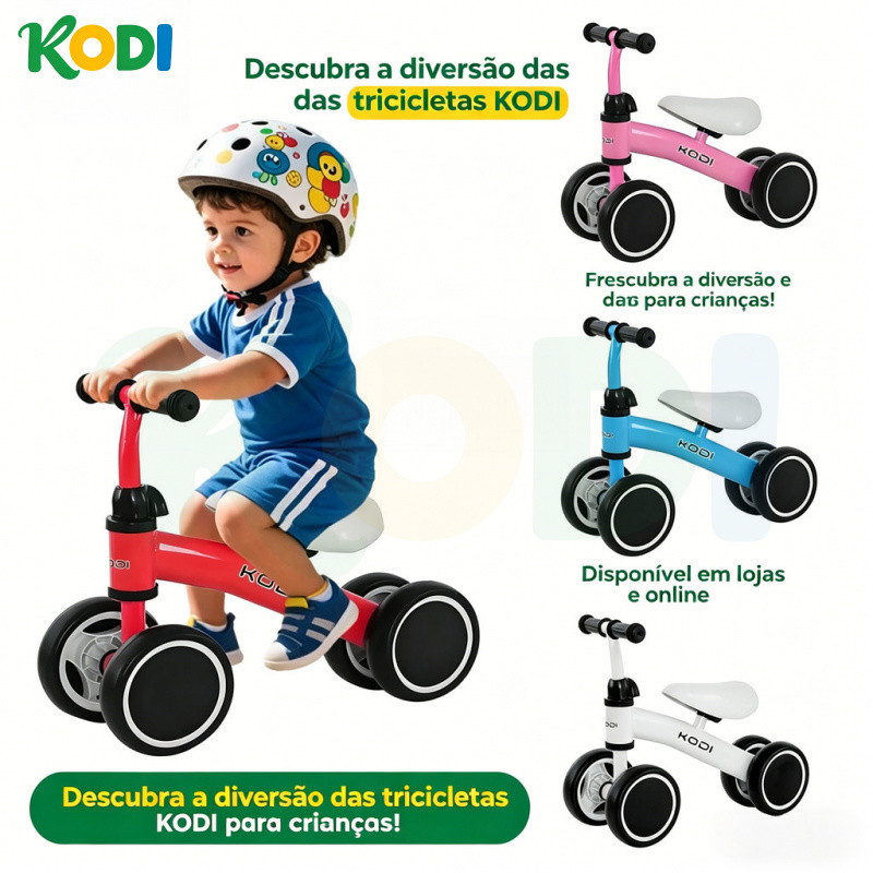 Bicicleta de Equilíbrio Infantil 4 Rodas Sem Pedal Estável e Seguro para Aprendizado P14