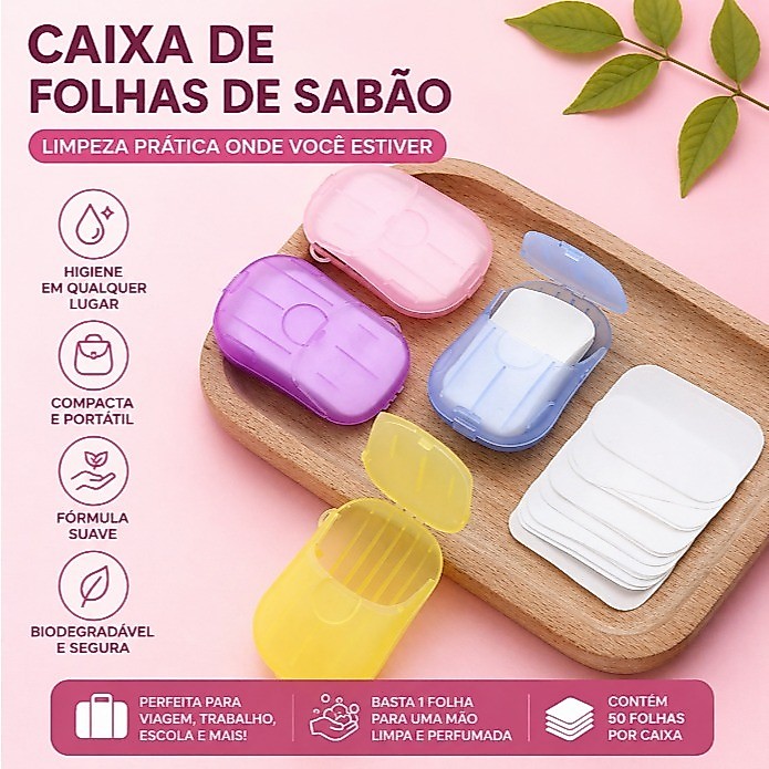 Sabonete Portátil Folha Papel de Bolso Lavagem das Mãos