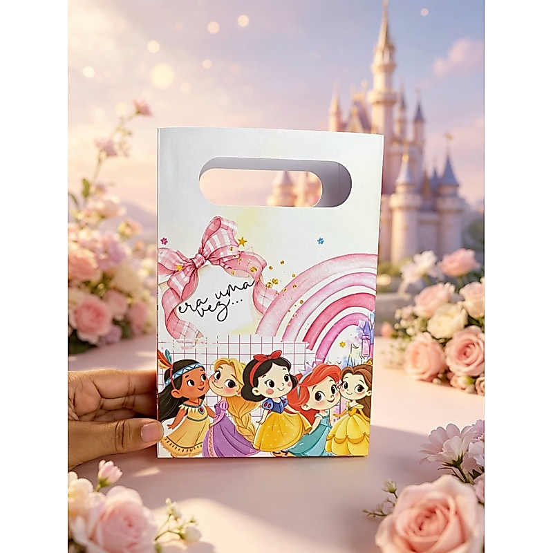 10 Sacolinhas Surpresa Personalizada no Tema PRINCESAS Lembrancinha